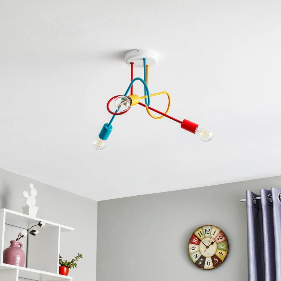 Loftlampe Oxford med 3 lyskilder orange/rød/turkis