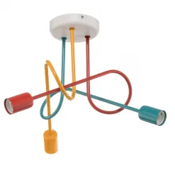 Loftlampe Oxford med 3 lyskilder orange/rød/turkis
