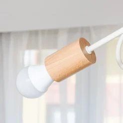 Loftlampe Oxford, sandbeige, træ, metal, 3 lyskilder, Ø 44 cm
