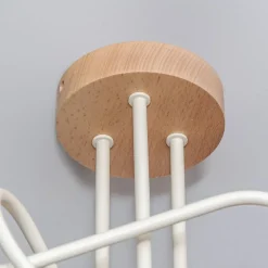 Loftlampe Oxford, sandbeige, træ, metal, 3 lyskilder, Ø 44 cm