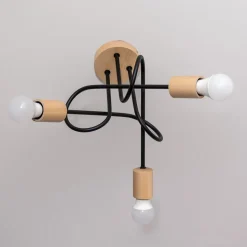 Loftlampe Oxford, sort, træ, metal, 3 lyskilder, Ø 44 cm