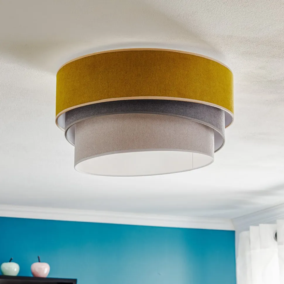Loftlampe Pastell Trio Ø 45 cm sennepsfarvet/grå/lysegrå
