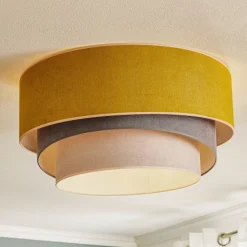 Loftlampe Pastell Trio Ø 60 cm sennepsfarvet/grå/lysegrå