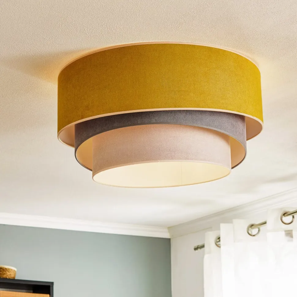 Loftlampe Pastell Trio Ø 60 cm sennepsfarvet/grå/lysegrå