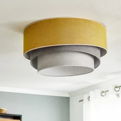 Loftlampe Pastell Trio Ø 60 cm sennepsfarvet/grå/lysegrå