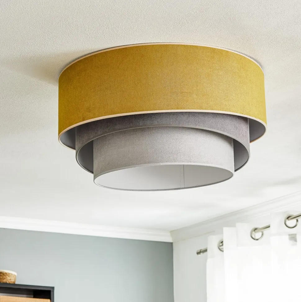 Loftlampe Pastell Trio Ø 60 cm sennepsfarvet/grå/lysegrå