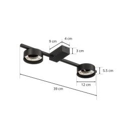 Loftlampe Pills II, sort, 2 lyskilder