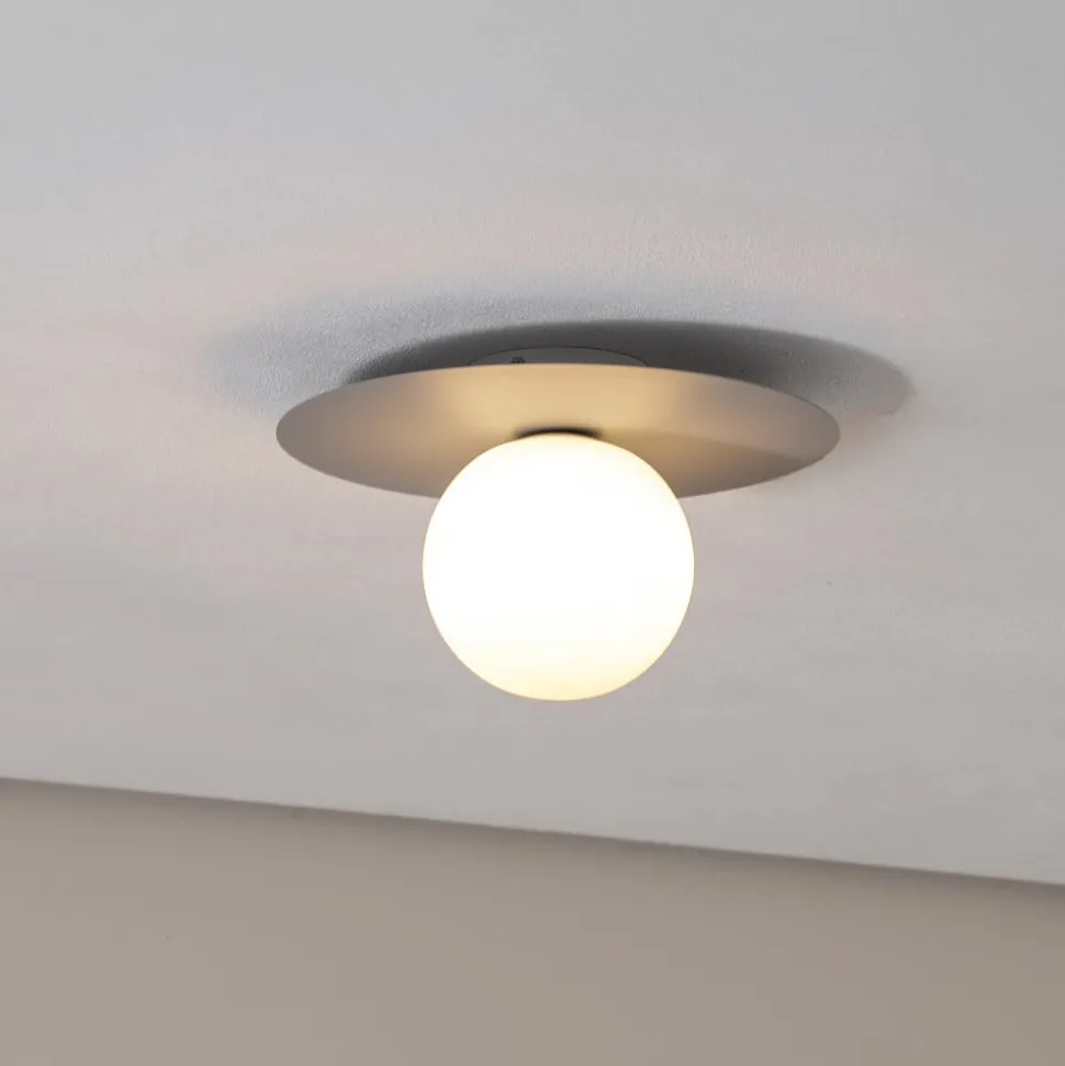 Loftlampe Pixie, grå, glas, Ø 25 cm, kugle, G9