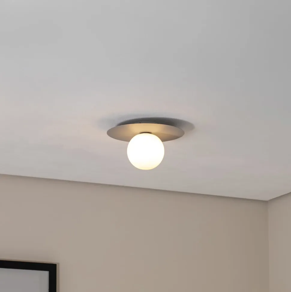 Loftlampe Pixie, grå, glas, Ø 25 cm, kugle, G9