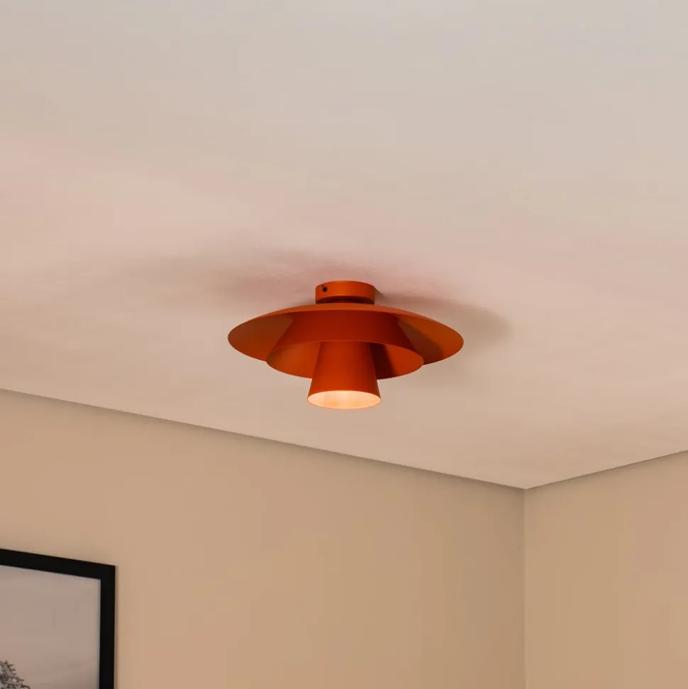Loftlampe Plato, orange, metal, Ø 38 cm, E27