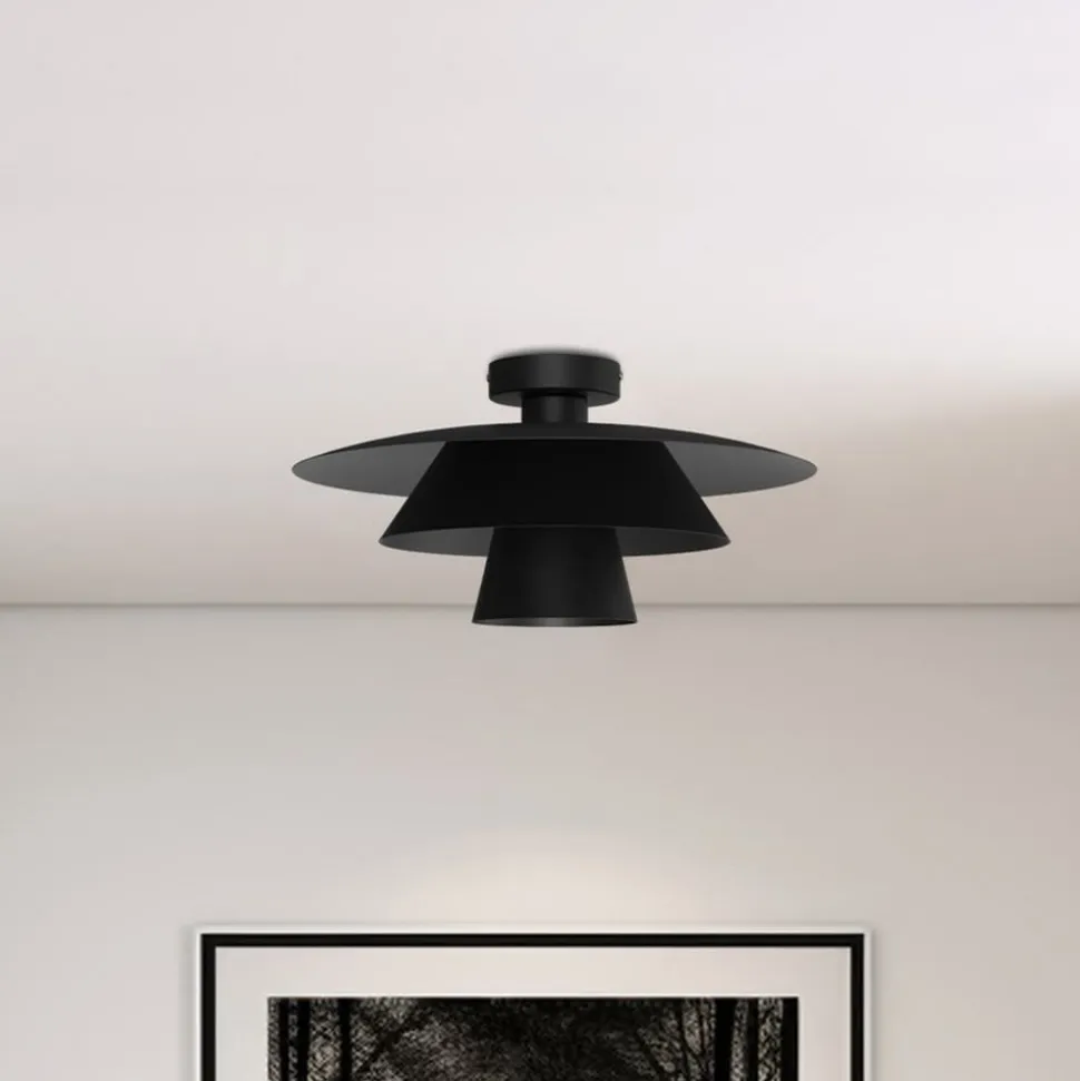 Loftlampe Plato, sort, metal, Ø 38 cm, E27