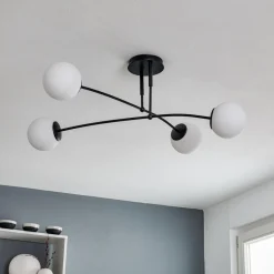 Loftlampe Pregos 4 i sort, 4 lyskilder