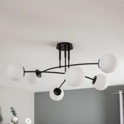Loftlampe Pregos 6 i sort, 6 lyskilder
