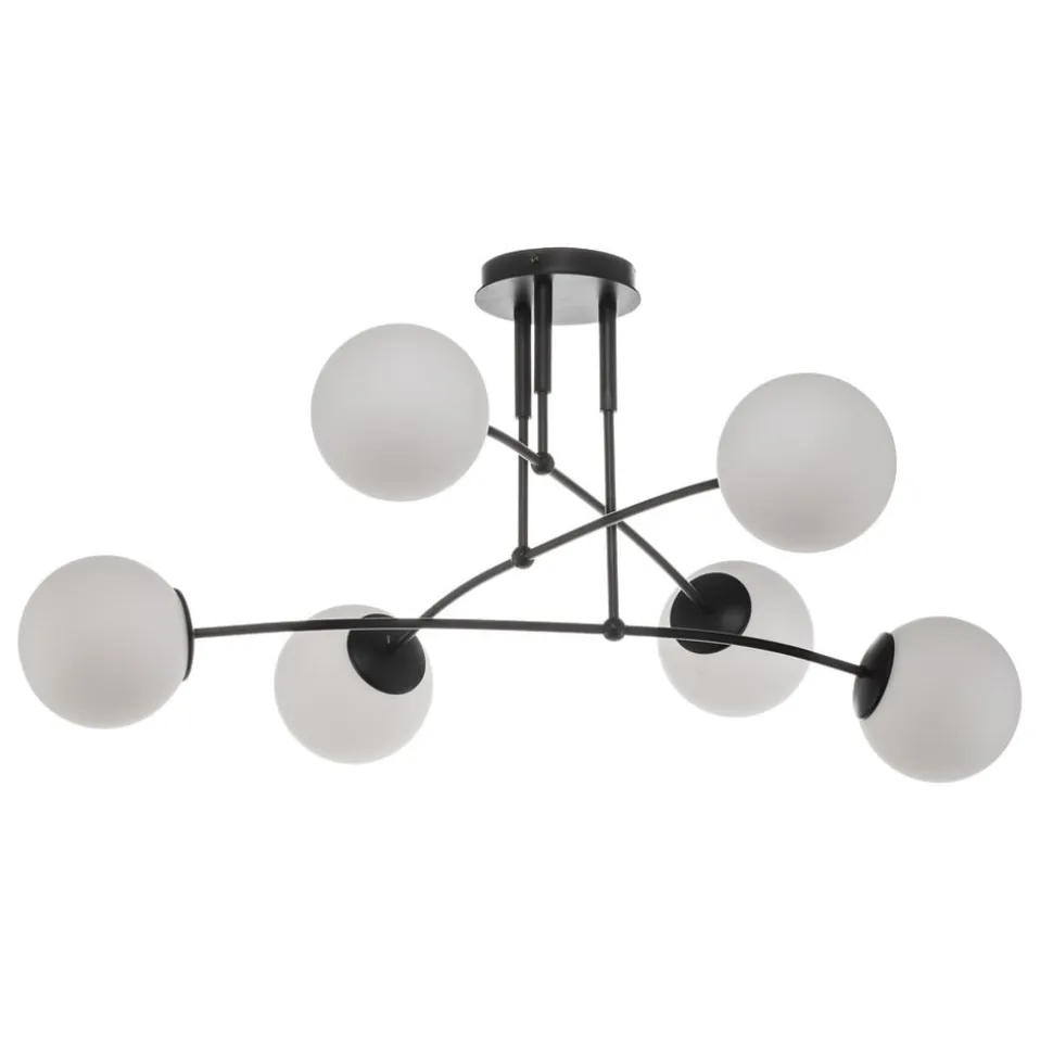 Loftlampe Pregos 6 i sort, 6 lyskilder