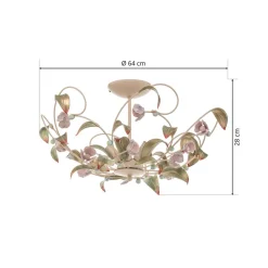 Loftlampe Rose som lysekrone, 5 lyskilder