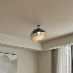 Loftlampe Sfera, Ø 35 cm, sort/guld