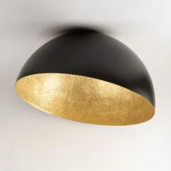 Loftlampe Sfera, Ø 50 cm, sort/guld