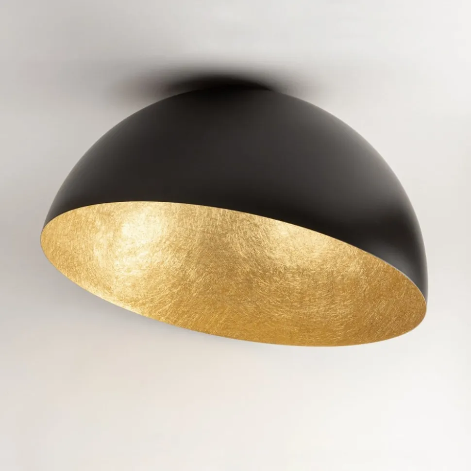 Loftlampe Sfera, Ø 50 cm, sort/guld