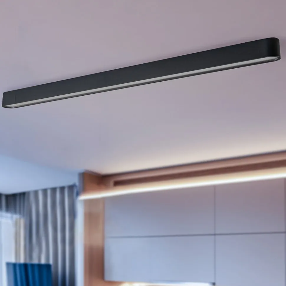 Loftlampe Soft, 125 x 6 cm, grafit, aluminium, G13