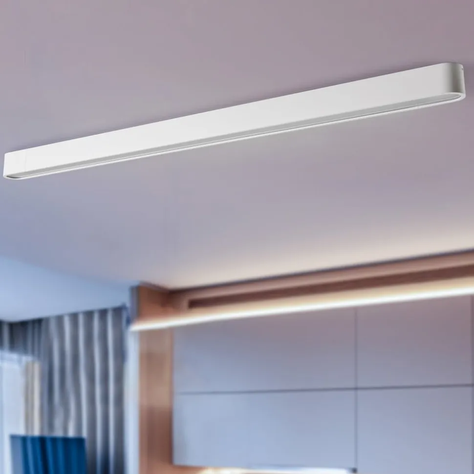 Loftlampe Soft, 125 x 6 cm, hvid, aluminium, G13