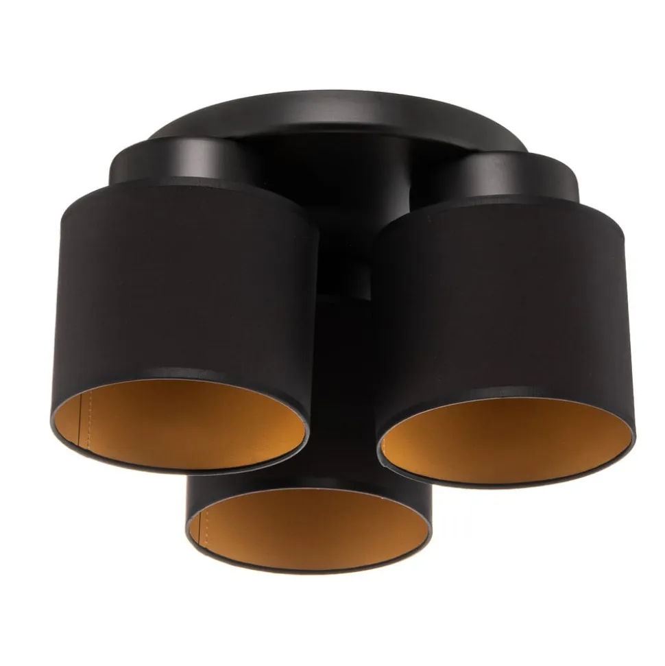 Loftlampe Soho cylindrisk 3 lyskilder sort/guld