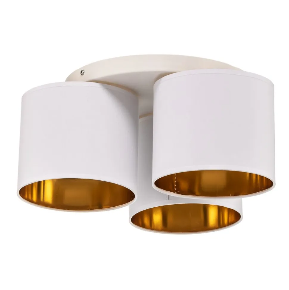 Loftlampe Soho, cylindrisk, 3 lyskilder, hvid/guld