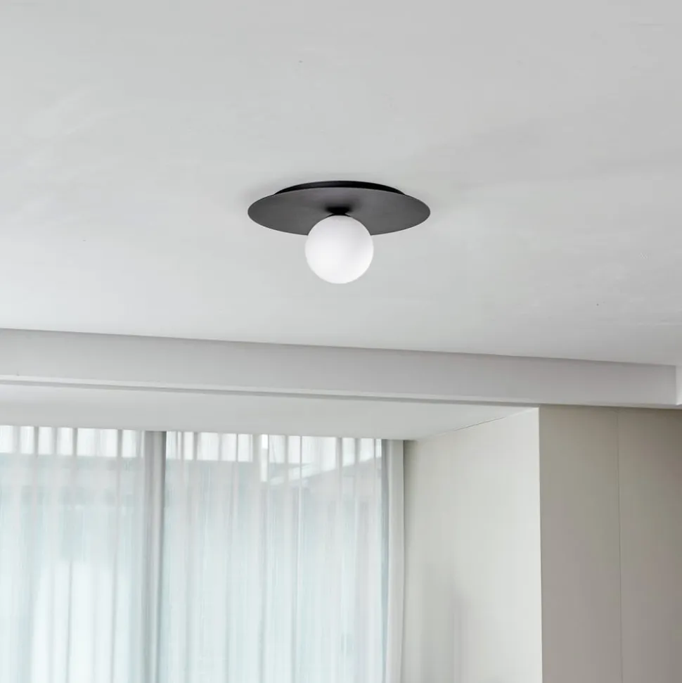 Loftlampe Solar, sort/opal, 1 lyskilde