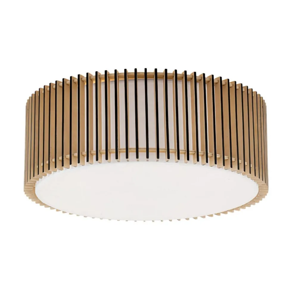 Loftlampe Tarta, Ø 50 cm, træ, tekstildiffusor, 4 x E27