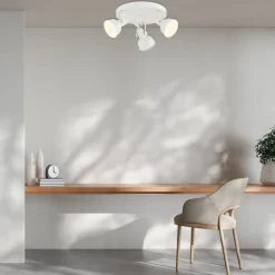 Loftlampe Trogir, beige, 3 lyskilder, stål, Ø 30 cm