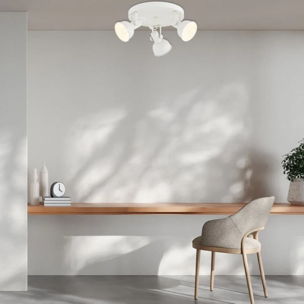 Loftlampe Trogir, beige, 3 lyskilder, stål, Ø 30 cm