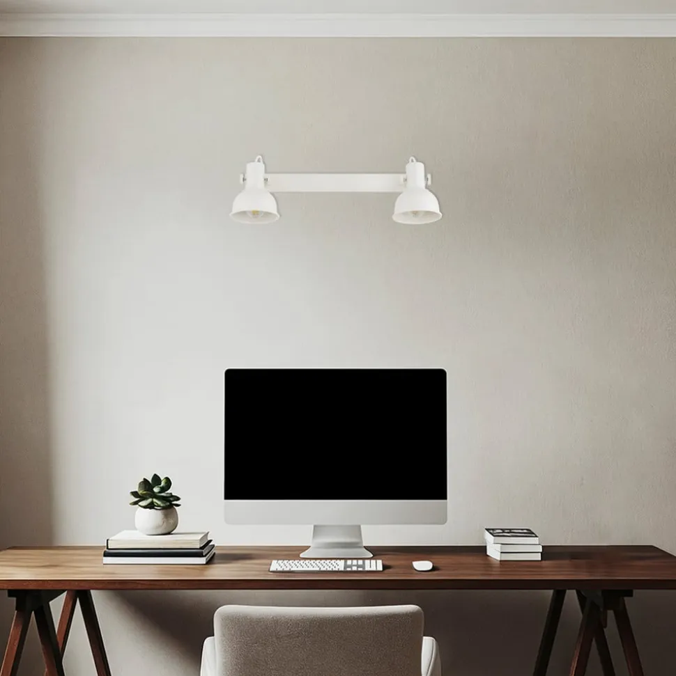 Loftlampe Trogir, beige, 2 lyskilder, længde 27 cm