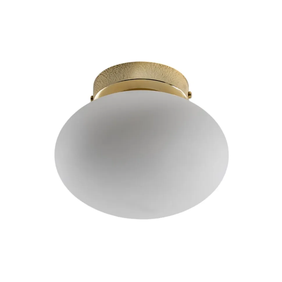 Loftlampe Ufo, guld/hvid, Ø 18 cm, glas, G9