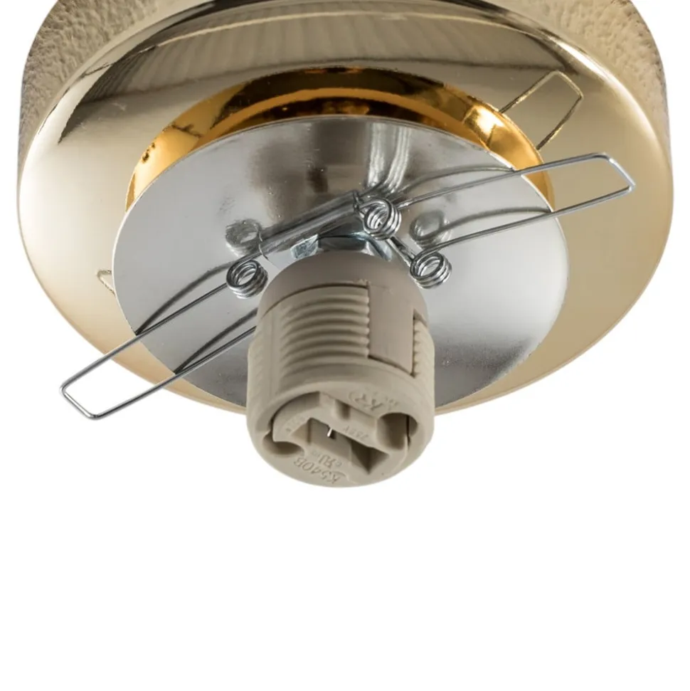 Loftlampe Ufo, guld/hvid, Ø 18 cm, glas, G9