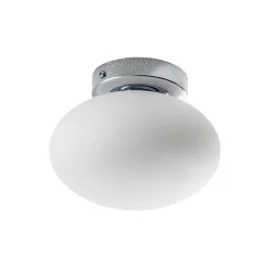 Loftlampe Ufo, krom/hvid, Ø 18 cm, glas, G9