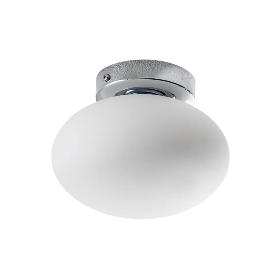Loftlampe Ufo, krom/hvid, Ø 18 cm, glas, G9