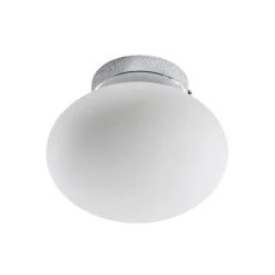 Loftlampe Ufo, krom/hvid, Ø 18 cm, glas, G9