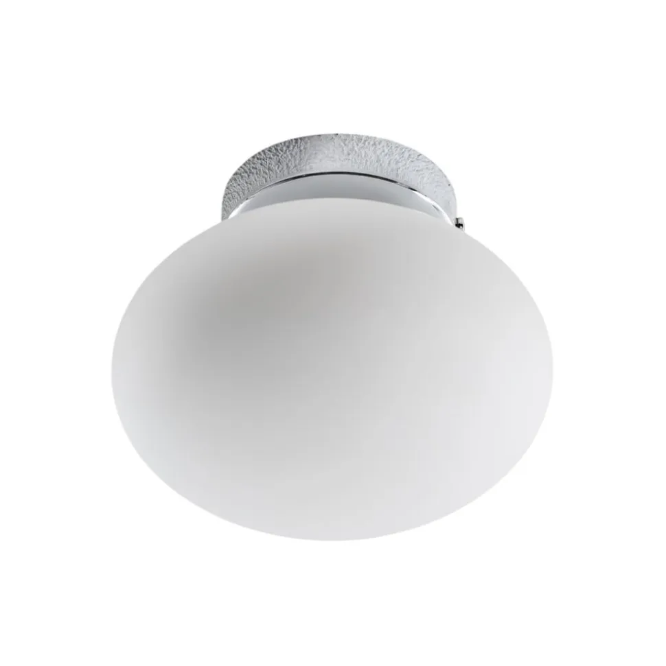 Loftlampe Ufo, krom/hvid, Ø 18 cm, glas, G9