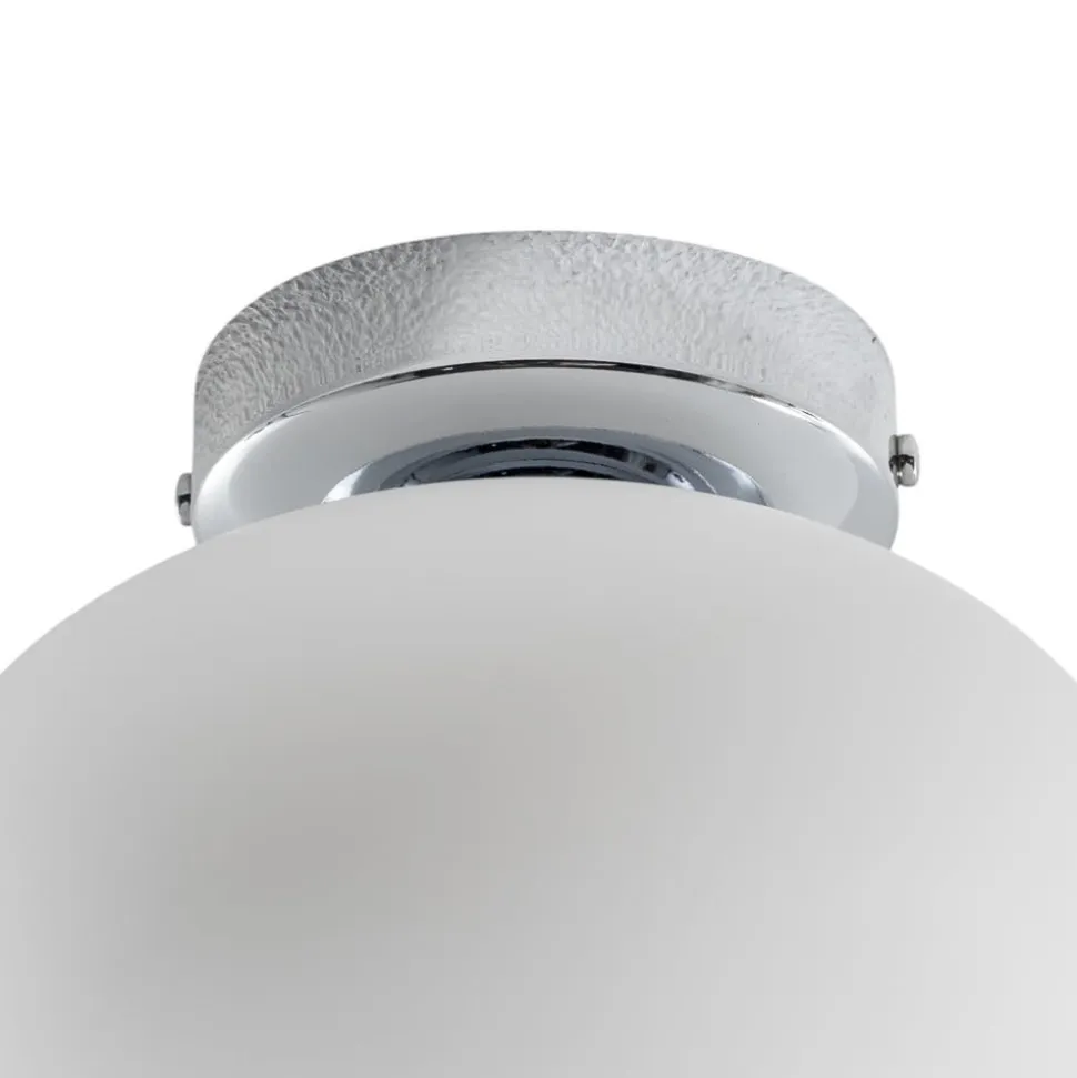 Loftlampe Ufo, krom/hvid, Ø 18 cm, glas, G9