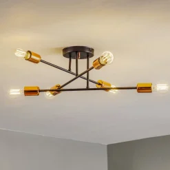 Loftlampe Veken 6B i sort og kobber