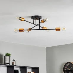 Loftlampe Veken 6B i sort og kobber