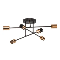 Loftlampe Veken 6B i sort og kobber