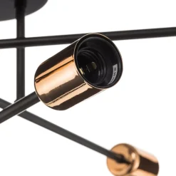 Loftlampe Veken 6B i sort og kobber