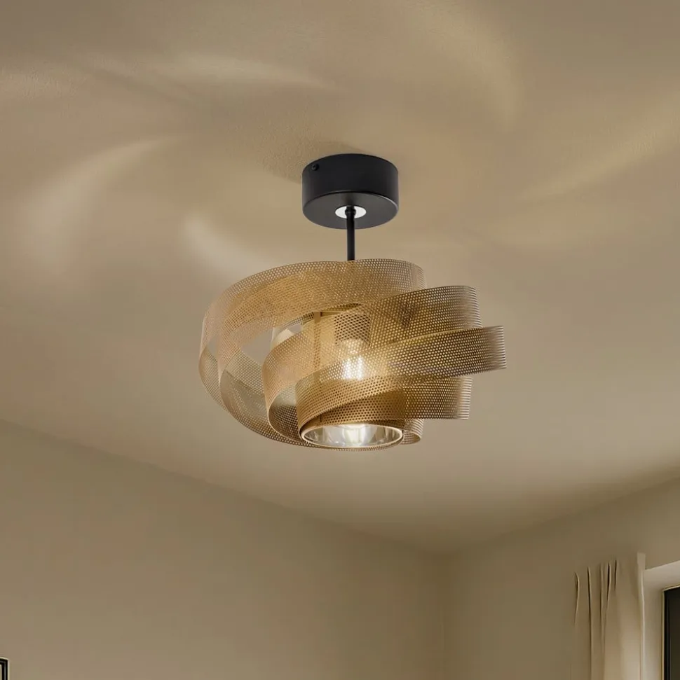 Loftlampe Vento, sort/guld, metal, Ø 40 cm, E27