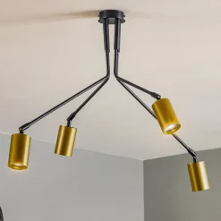 Loftlampe Verno 4 Black i sort og guld