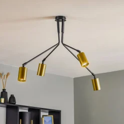 Loftlampe Verno 4 Black i sort og guld