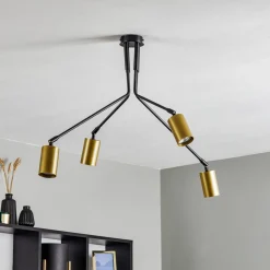 Loftlampe Verno 4 Black i sort og guld