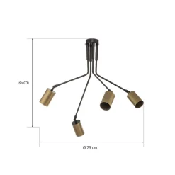 Loftlampe Verno 4 Black i sort og guld