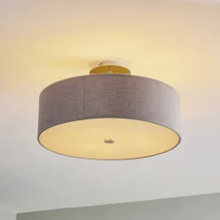 Loftlampe Viviane med tekstilskærm, grå