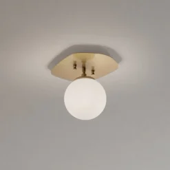 Loftlampe Well, guldfarvet, glas, Ø 20 cm, E14