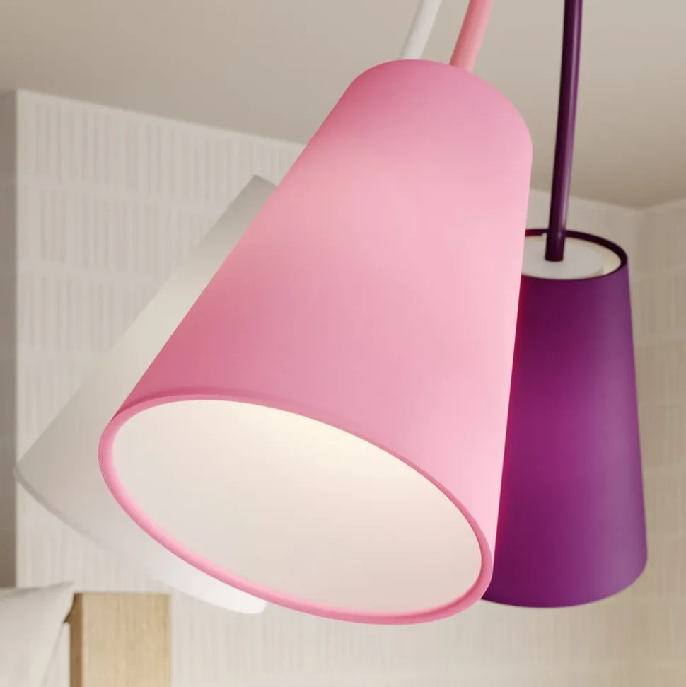 Loftlampe Wire Kids 5 lyskilder, hvid/pink/violet